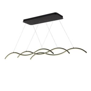 Modern Chandelier Light LED Linear Suspension Wave 3 Head